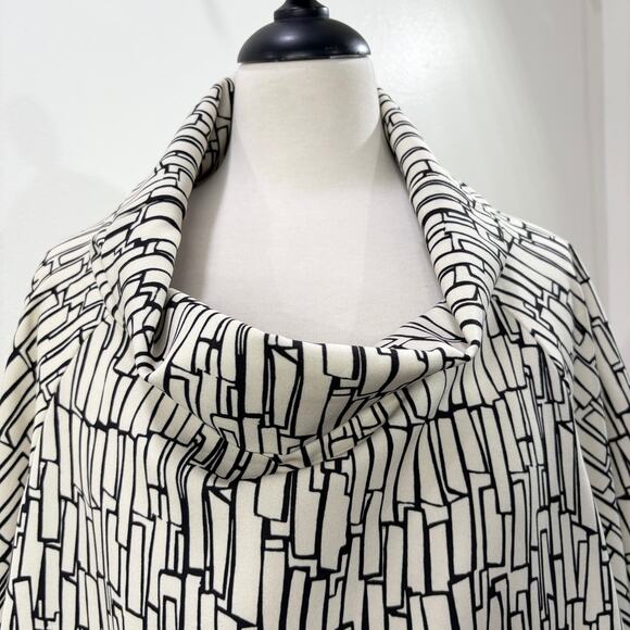 Bryn Walker Size M Top Keeley Cream and Black Geometric Print Tunic Lagenlook - Picture 4 of 13
